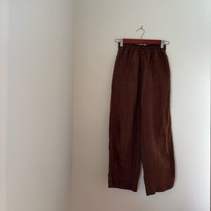 Shelter Eva pants in chestnut linen XXS